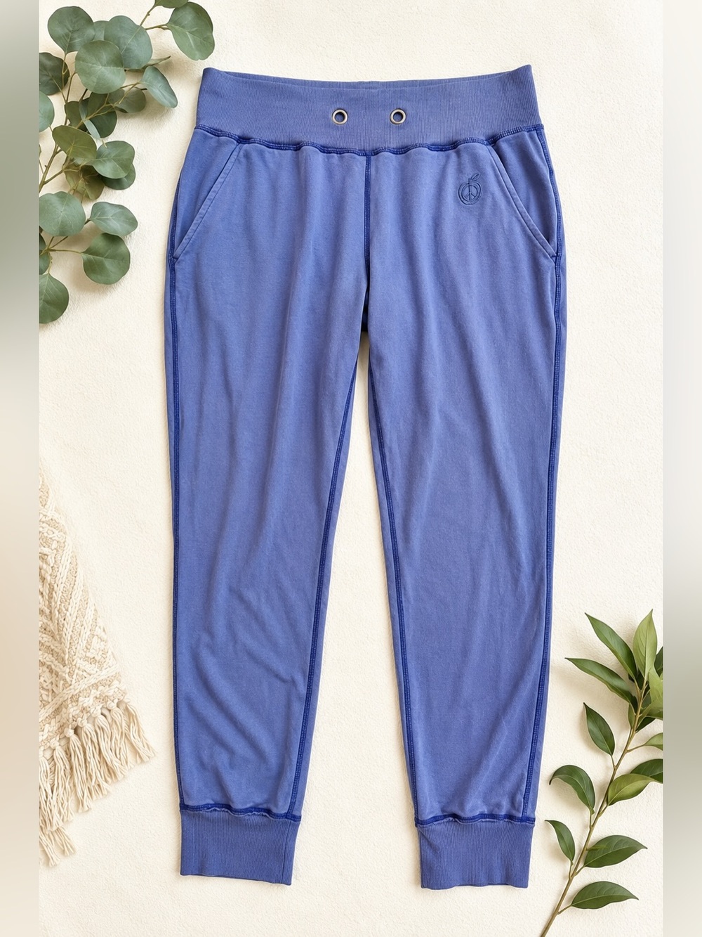 Green Apple Athleisure Lounge Joggers Bamboo Organic Cotton Blue Cozy M D73